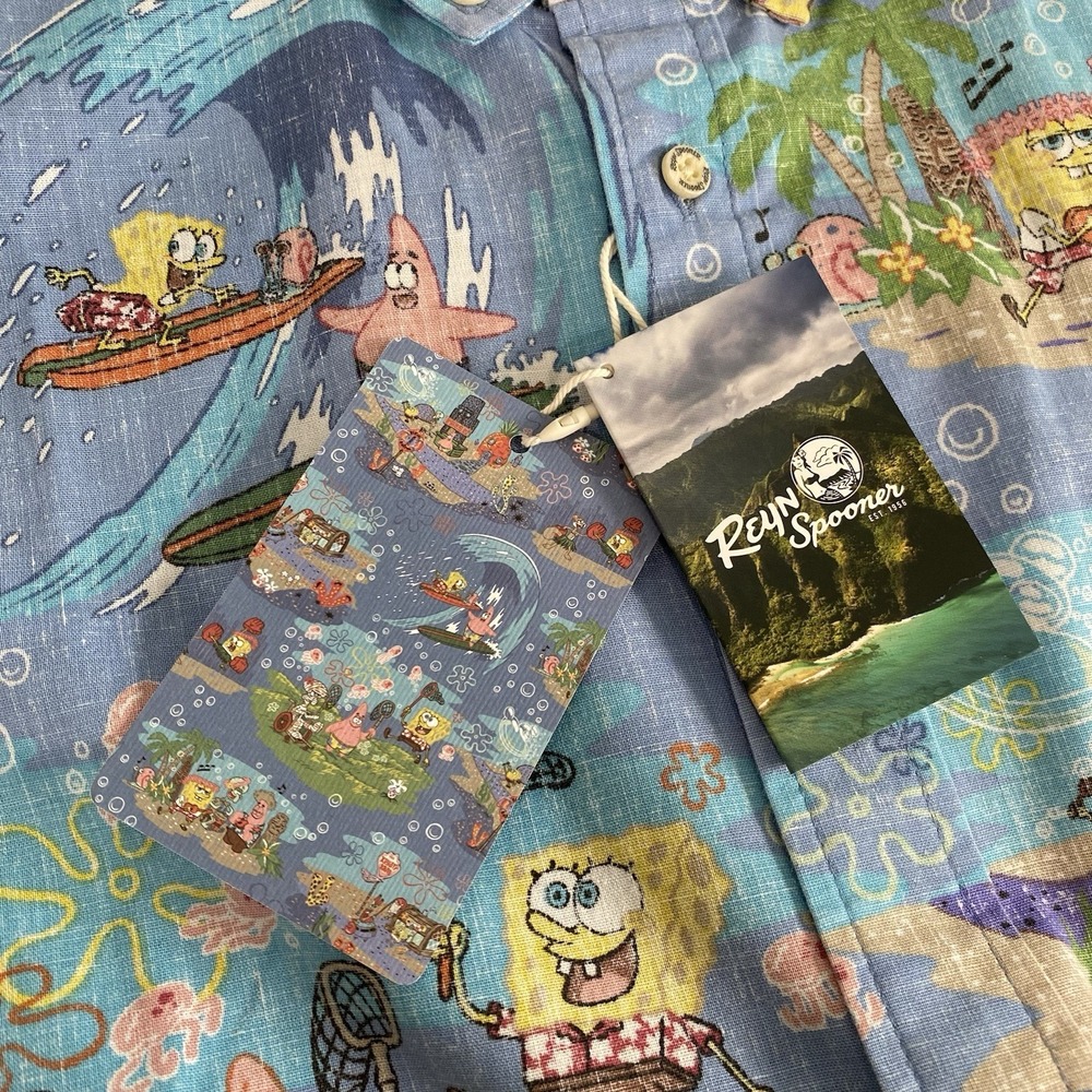 Reyn Spooner Shirt Men's 3XL Spongebob Aloha Hawaiian Camp Shirt Classic NWT - Picture 9 of 14